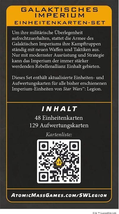 Produktbild Atomic Mass Games Star Wars: Legion – Galaktisches Imperium Einheitenkarten-Set