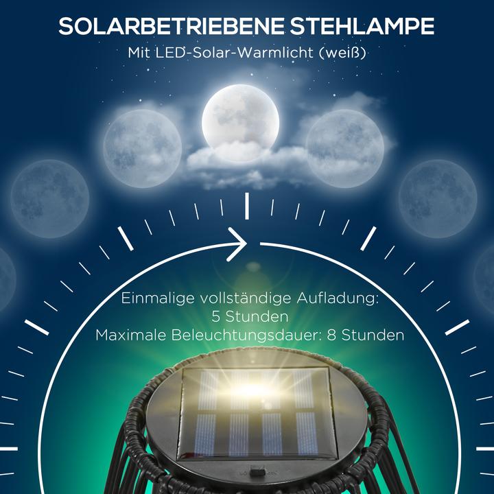 Image du produit Outsunny Lampe solaire avec abat-jour en fil métallique (IP44)