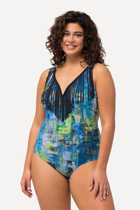 Image du produit Ulla Popken Maillot de bain à bonnets souples. Matière recyclée. Franges et décolleté en forme de coeur (60)