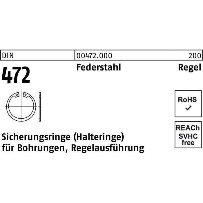 Muttern + Unterlegscheiben, Sicherungsring DIN 472 37 x 1,5 Federstahl Regelausf.