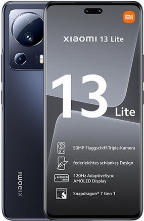 Produktbild Xiaomi 13 Lite (256 GB, Black, 6.55", Dual SIM, 50 Mpx, 5G)