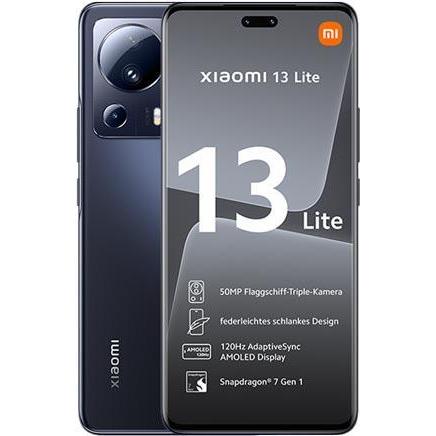 Xiaomi 13 Lite (256 GB, Black, 6.55", Dual SIM, 5G), Smartphone, Schwarz