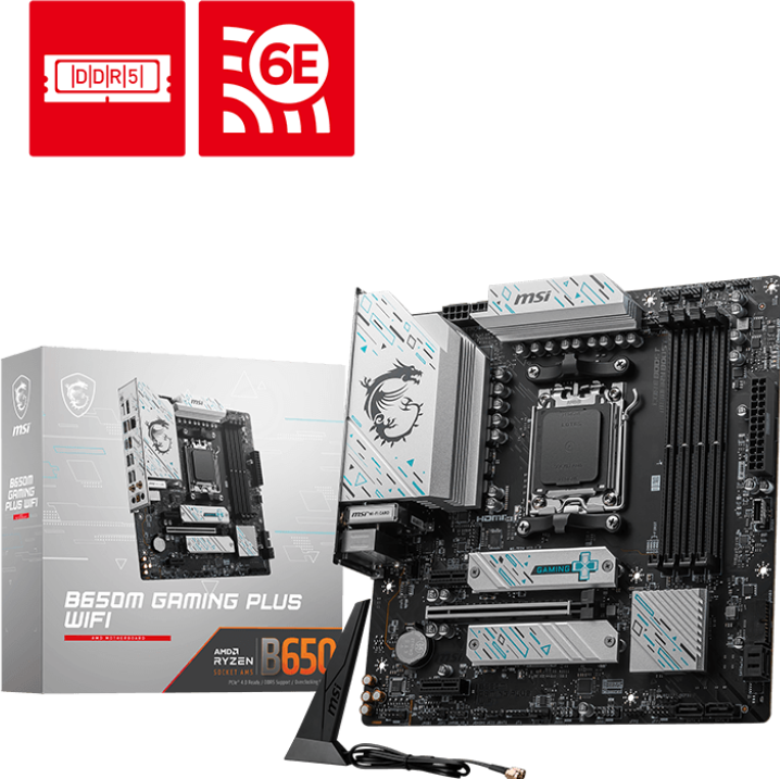 Produktbild MSI B650M GAMING PLUS WIFI (AM5, AMD B650, mATX)
