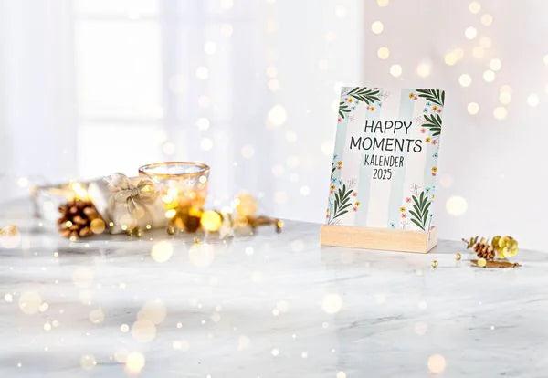 Actual product image Happy Moments" desk calendar with wooden stand 2025 (11 x 15.5 cm, German)