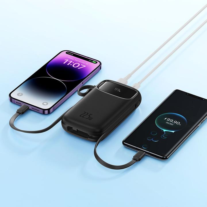 Actual product image Baseus QPOW 2 DUAL KABLOLU 10.000 MAH 22.5W POWERBANK-SIYAH (10000 mAh, 22.50 W, 37 Wh)