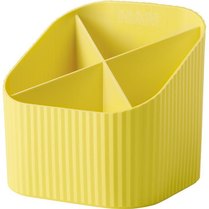 Actual product image Han Pencil holder Re-X-LOOP, yellow 4 compartments, 100% recycled eco-plastic