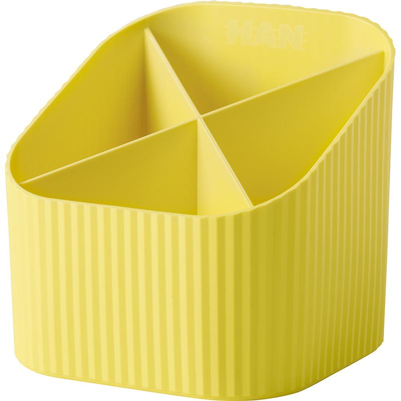 Han, Schreibtisch Accessoire, Stifteköcher Re-X-LOOP, gelb 4 Fächer, 100% recycelter Öko-Kunststoff