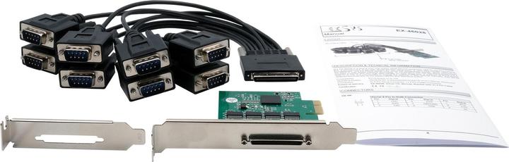 Produktbild Exsys GmbH PCIe 8S Seriell RS-232 Karte, Octopus Kabel (EXAR/MaxLinear)
