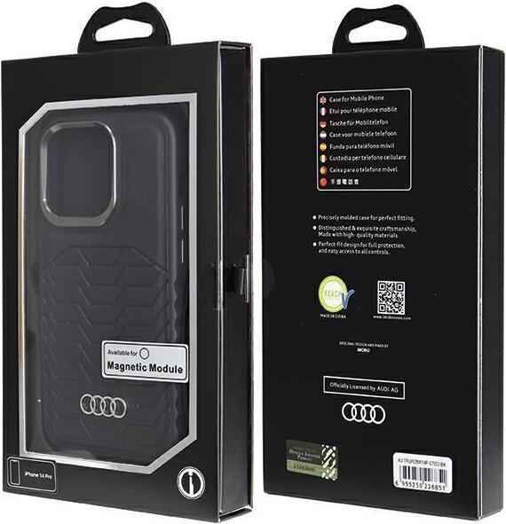 Actual product image Audi Synthetic Leather MagSafe iPhone 14 Pro 6.1" czarny/black hardcase AU-TPUPCMIP14P-GT/D3-BK (Apple iPhone 14 Pro)