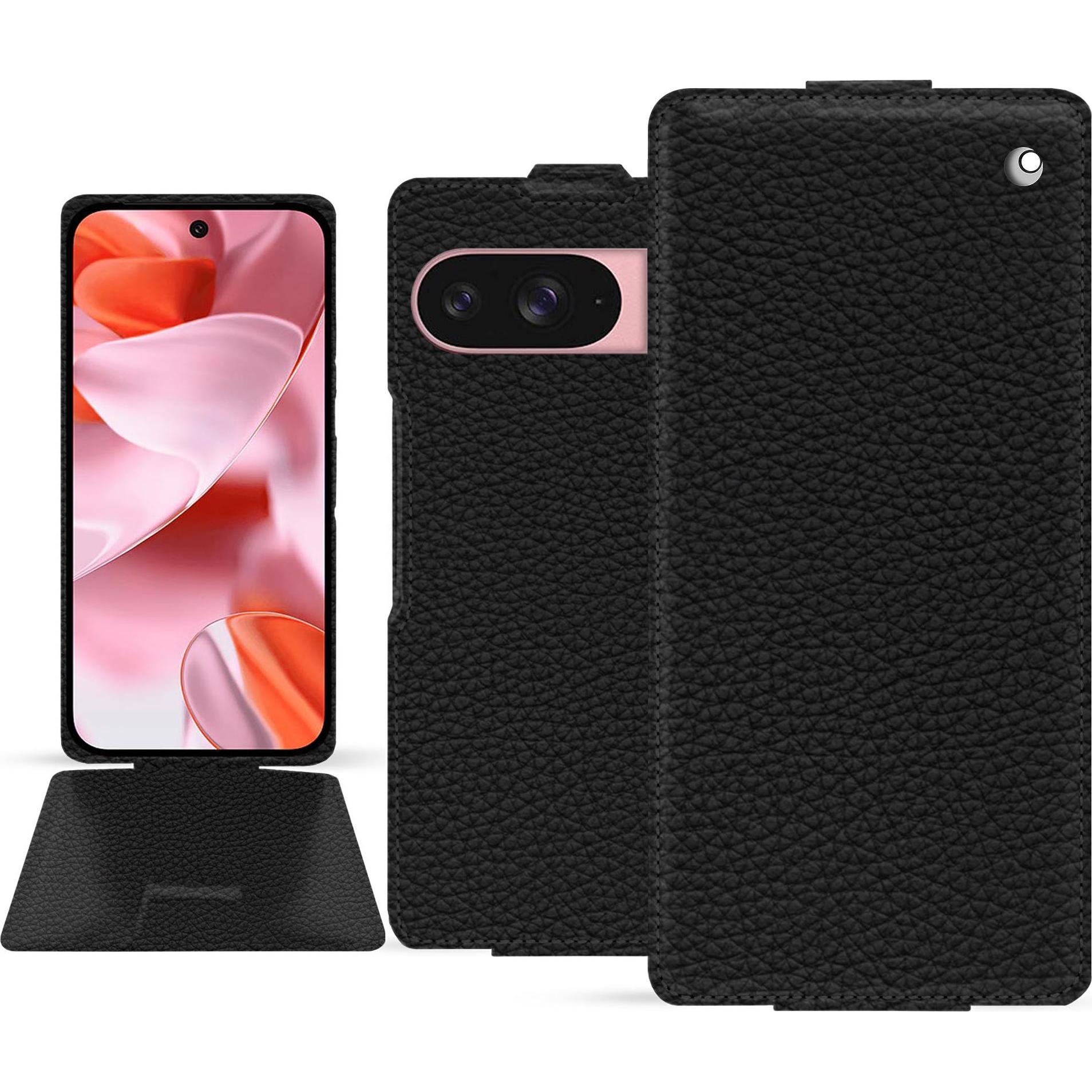 Noreve Lederschutzhülle vertikal (Google Pixel 9), Smartphone Hülle, Schwarz