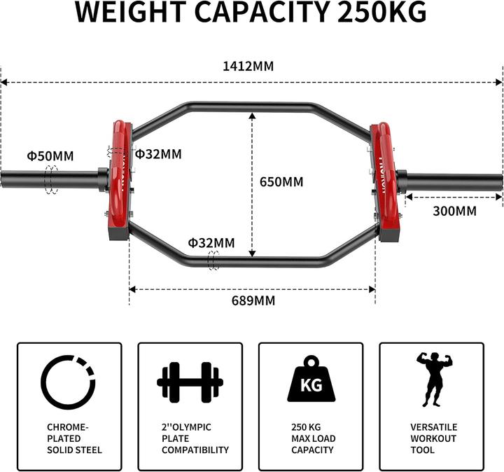 Immagine prodotto Proiron Hexagon Hantelstange mit gerändeltem Griff