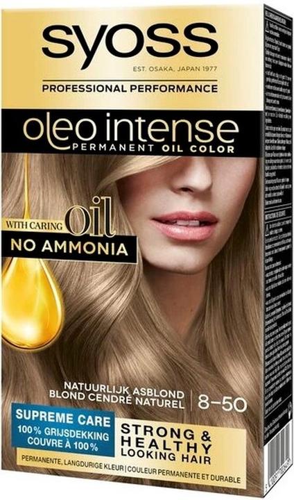 Actual product image Syoss Color Oleo Intense 8-50 Natural Ash Blonde Hair Dye (8-50 Natural Ash Blonde)