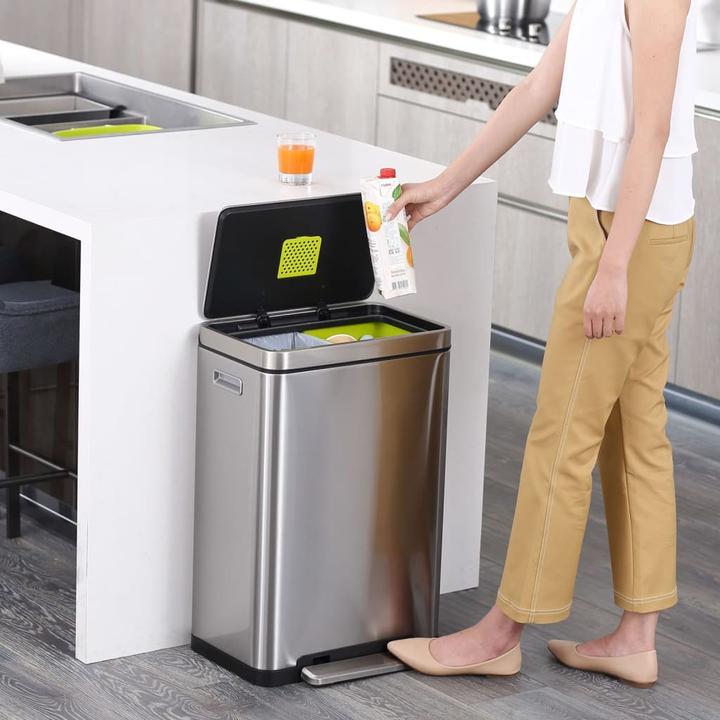 Actual product image EKO Waste separation system X-Cube pedal bin stainless steel 2 x 20 L made of brushed stainless (40 l)