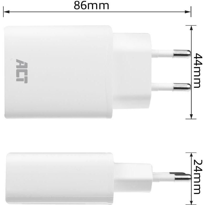 Thumbnail - ACT AC2100 Ladegerät für Mobilgeräte Weiss Indoor (20 W), USB Ladegerät, Weiss
