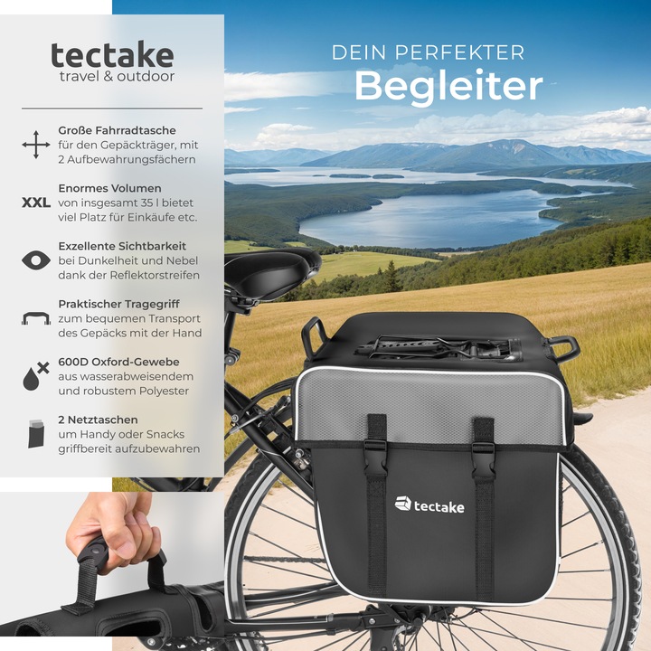 Produktbild tectake Fahrradtasche (35 l, Gepäckträgertasche)