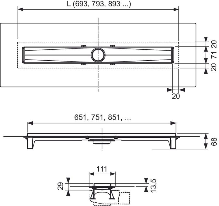 Produktbild TECE TECEdrainline-evo Duschrinne, gerader Edelstahl-Rinnenkörper (800 mm)