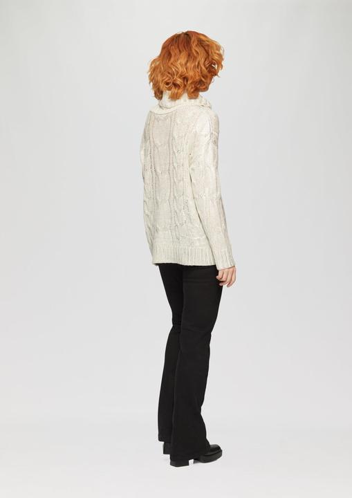 Produktbild s.Oliver Strickpullover Oversize Pullover mit Zopfmuster und All-over-Print (XS)