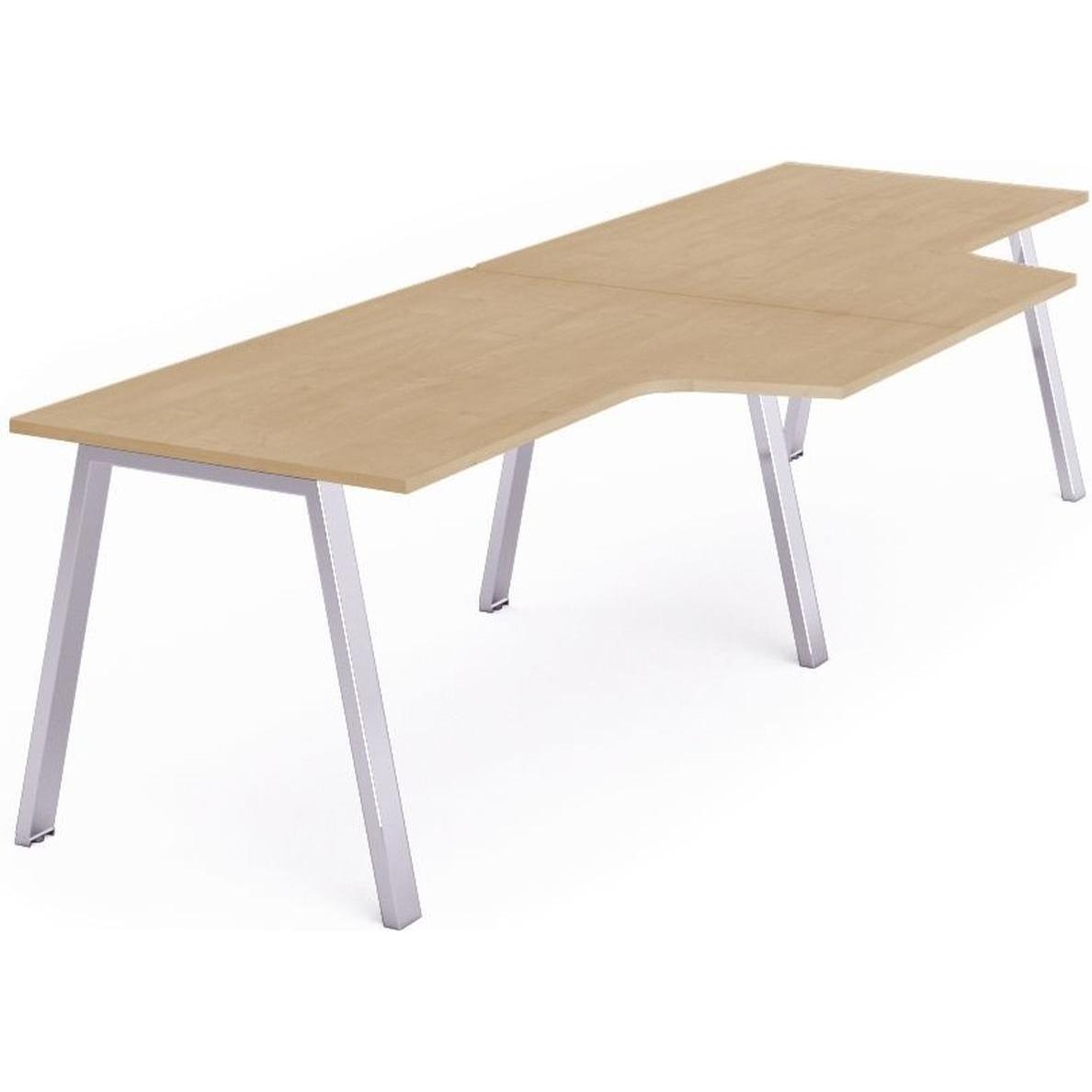 Rocada, Schreibtisch, Mehrfacharbeitstisch Blanca L-Form BxTxH 320x120/80x73cm Gestell verchromt Platte Melamin buche (8...