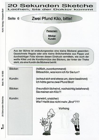 Produktbild 20 ganz kurze Mini-Sketche (Deutsch, Autorenteam Kohl-Verlag, 2001)