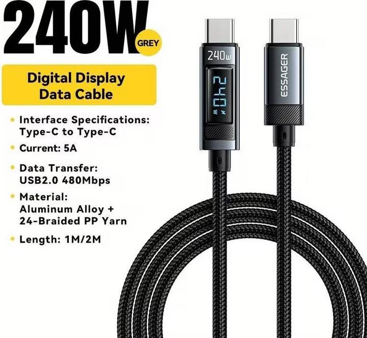 Produktbild Essager USB C – USB C (2 m, 240 W)