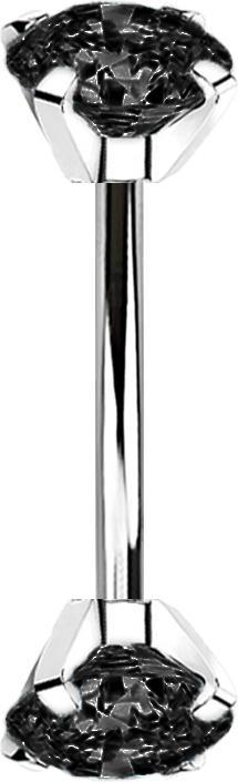 Immagine prodotto Star Piercing Filo interno in argento micro banana con due cristalli incastonati in nero (Acciaio chirurgico 316L)