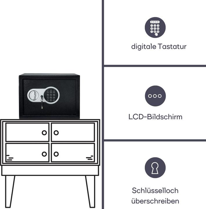 Produktbild Velleman ELEKTRONISCHER SAFE - 20 x 31 x 20 cm (8.50 l)