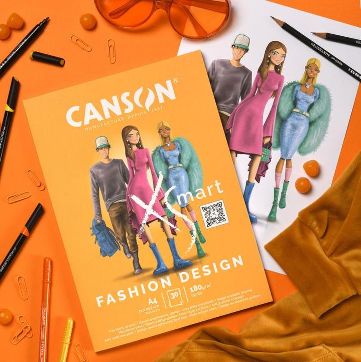 Produktbild Canson Studienblock XS'MART FASHION DESIGN, DIN A4 sehr weisses und glattes Papier, 30 Blatt, 180 g/qm (A4, Blanko)