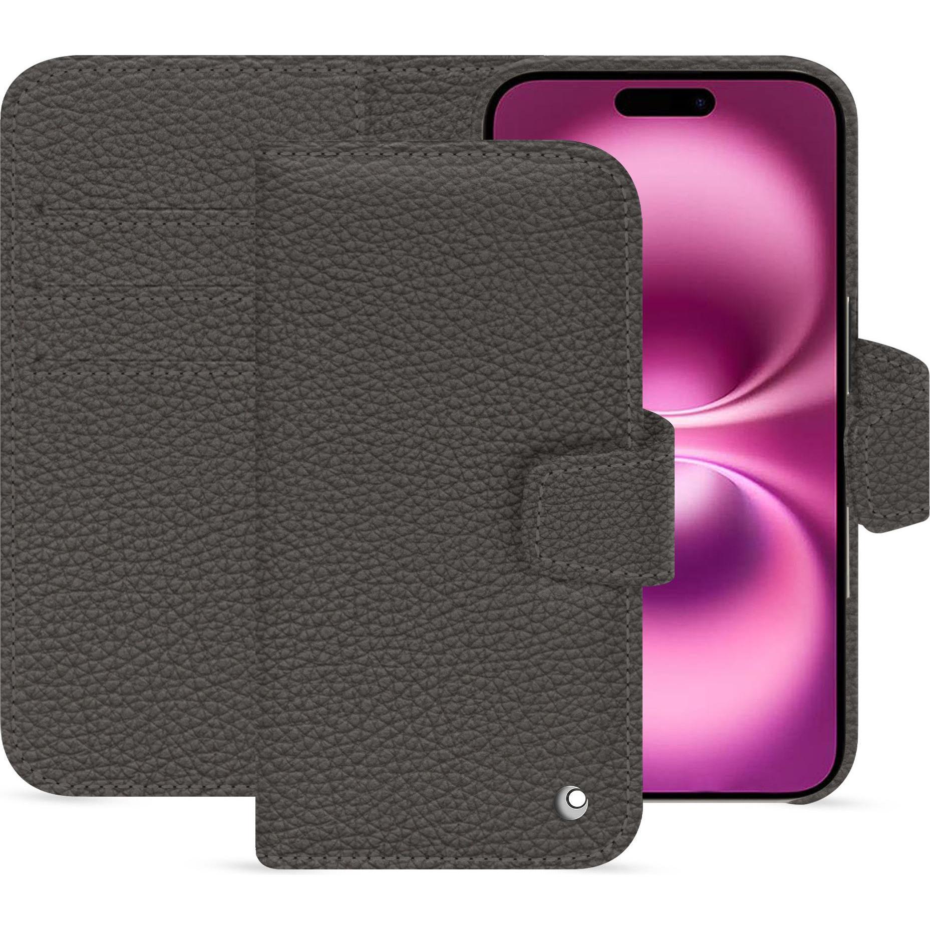Noreve Lederschutzhülle Apple iPhone 16 Plus (Apple iPhone 16 Plus), Smartphone Hülle, Grau