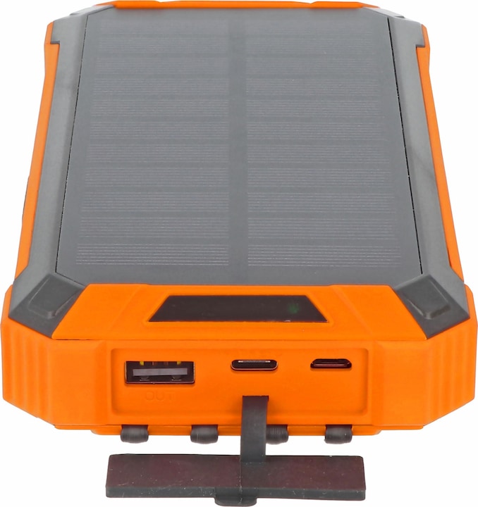 Actual product image AccuCell Powerbank with 4 charging cables, QI charging function, solar panel, LED light (20000 mAh)