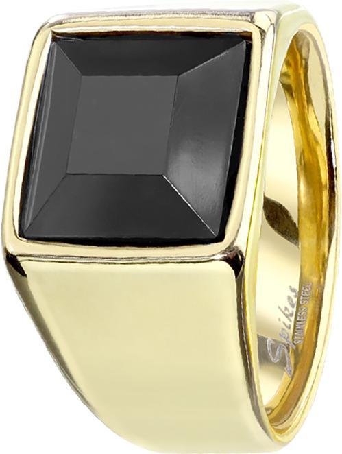 Produktbild Star Piercing Ring vergoldet mit facettiertem Onyx Stein (69, Stahl)