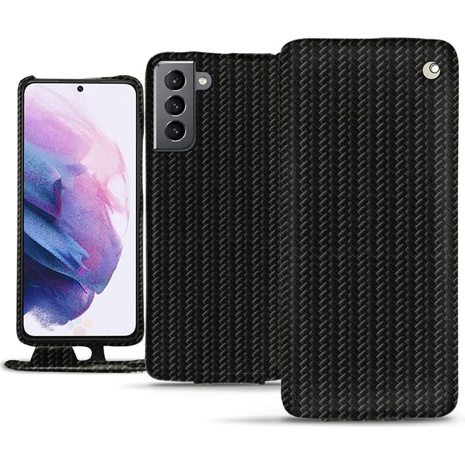 Noreve Lederschutzhülle vertikal (Samsung Galaxy S21), Smartphone Hülle, Schwarz