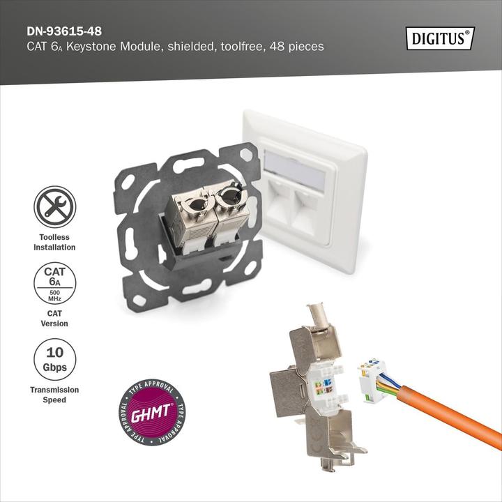 Actual product image Digitus CAT 6A Keystone Jack, shielded, 48 pcs. tool-free connection (Keystone module)