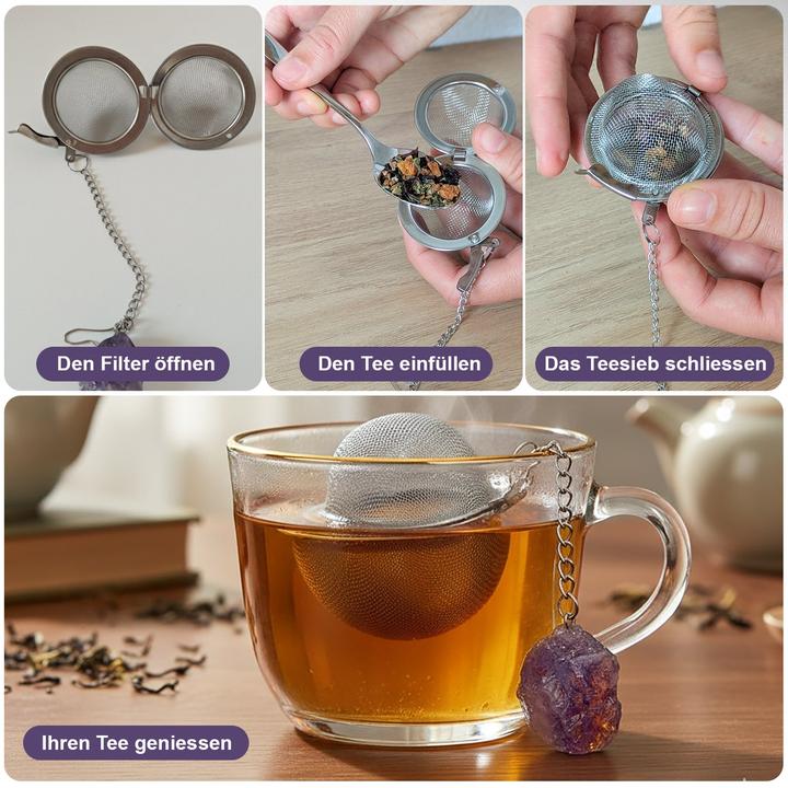 Actual product image Gewürzladen Näfels Teesieb mit Amethyst-Anhänger, Teeei, Teekugel, Gewürzsieb