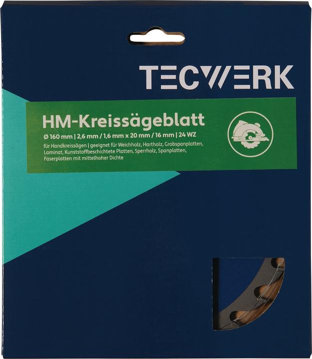 Produktbild Tecwerk Handkreissägeblatt Aussen-Ø 165 mm Zähnezahl 36 WZ Bohrung 20 mm Schnittbreite 1,7 mm
