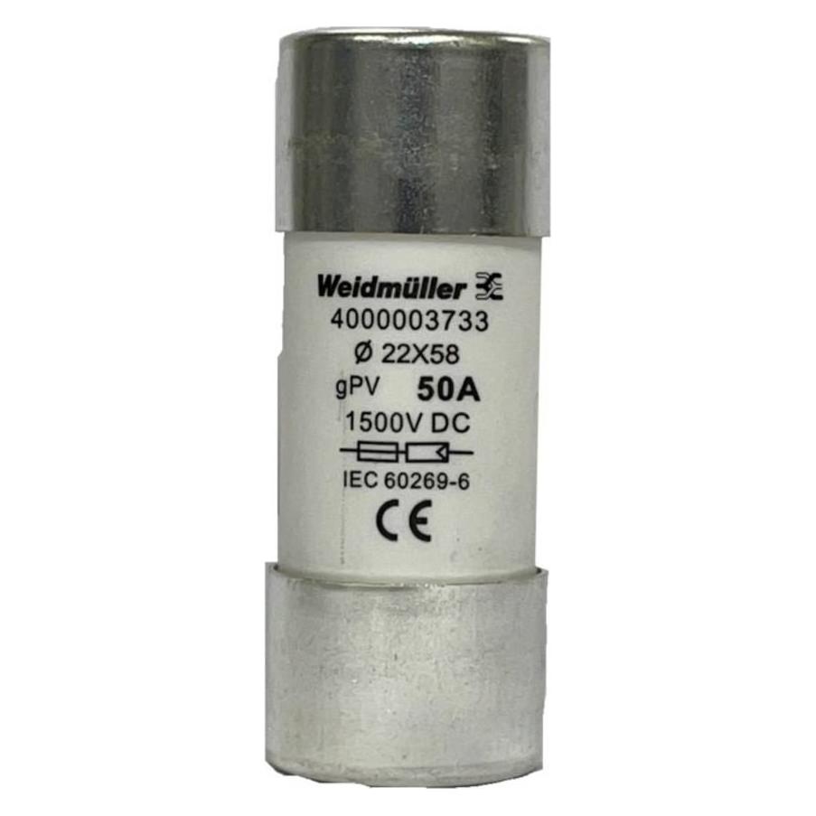 Weidmüller, Sicherung, 4000003733 FUSE WSFL 22X58 50A 1K5V GPV Feinsicherung Inhalt 10 St. (50 A)