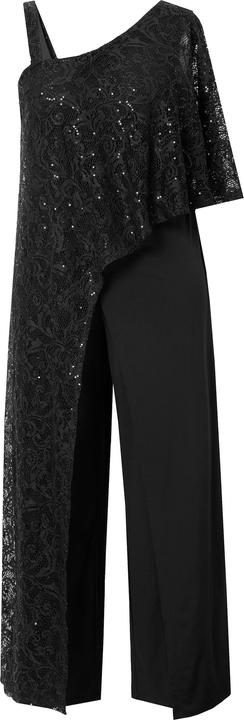 Image du produit Ulla Popken Combinaison avec voile en dentelle et paillettes, jambe large (54)