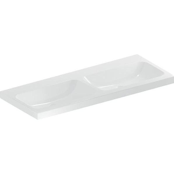 Geberit, Waschbecken, iCon Light Doppelwaschtisch, 120 cm x 48 cm, ohne Hahnloch, ohne Überlauf,501838 (1230 mm, 200 mm)