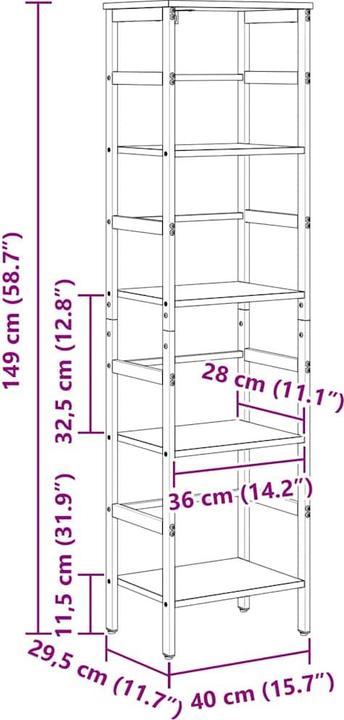 Immagine prodotto vidaXL Bücherregal (29.50 x 40 x 149 cm)