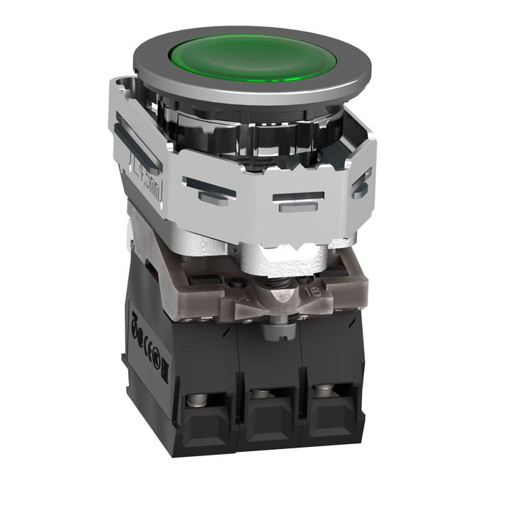 Actual product image Schneider Electric Illuminated pushbutton Harmony XB4F 30mm 1OE+1S green 230V