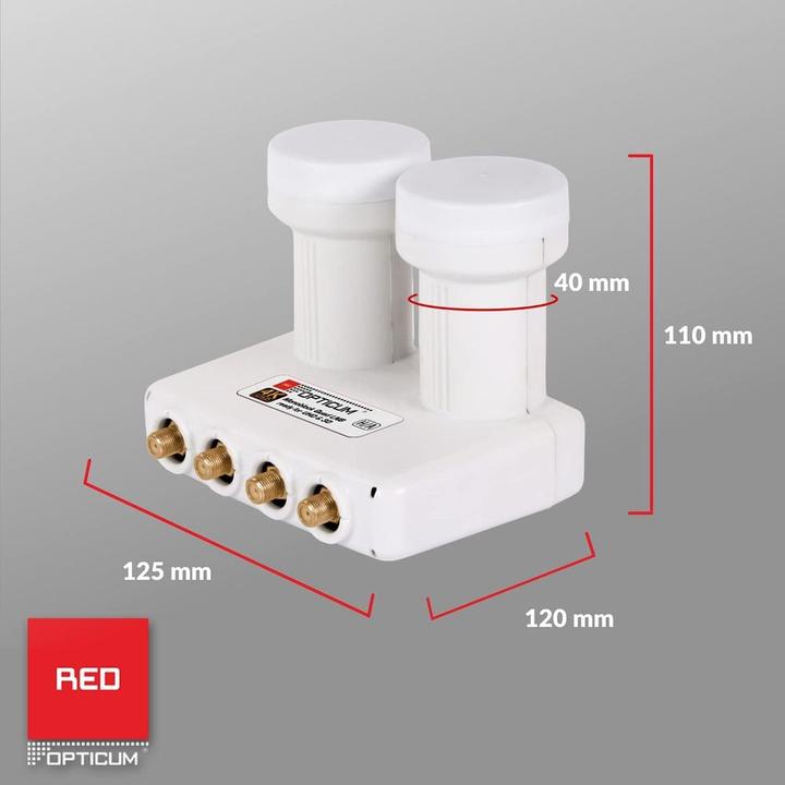 Actual product image Opticum LMQP-04H Monoblock Quad 6° Astra Hotbird (Single LNB, 40mm)