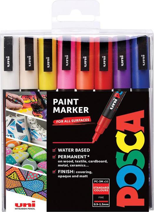 Actual product image Posca Felt-tip pen PC-3M Set of 16 (16 x)