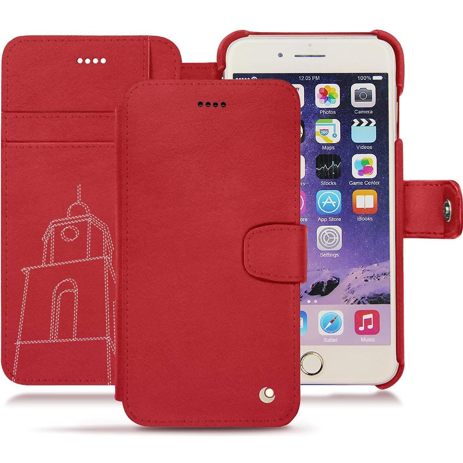 Noreve Lederschutzhülle Wallet (Apple iPhone 7 Plus), Smartphone Hülle, Braun, Gelb