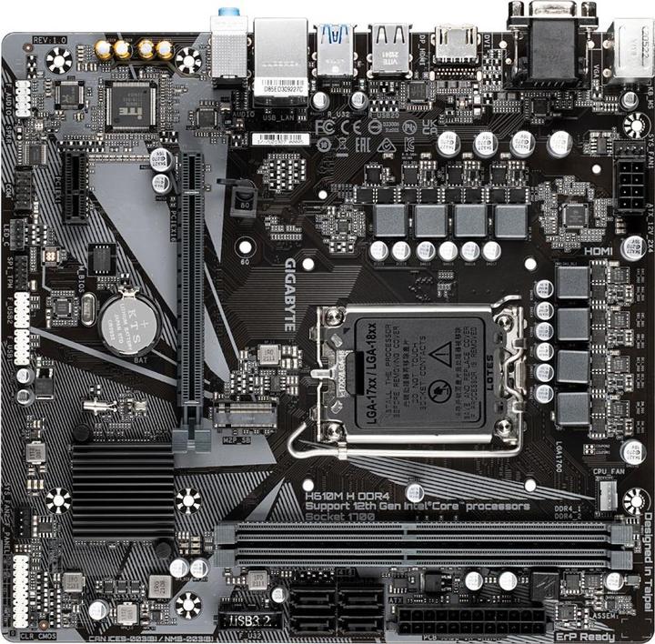 Actual product image Gigabyte H610M H DDR4 (rev. 1.0) (LGA 1700, Intel H610 Express, mATX)