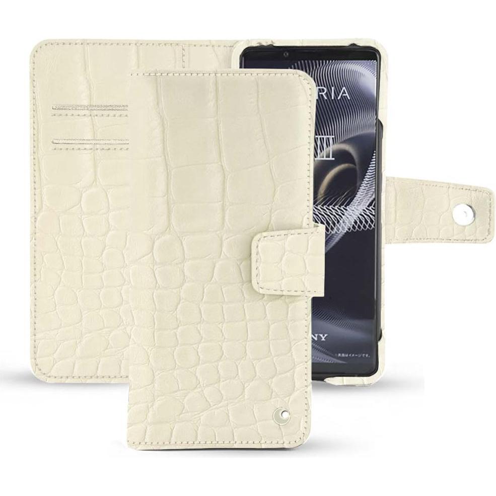 Noreve Lederschutzhülle Wallet (Sony Xperia 5 III), Smartphone Hülle, Weiss