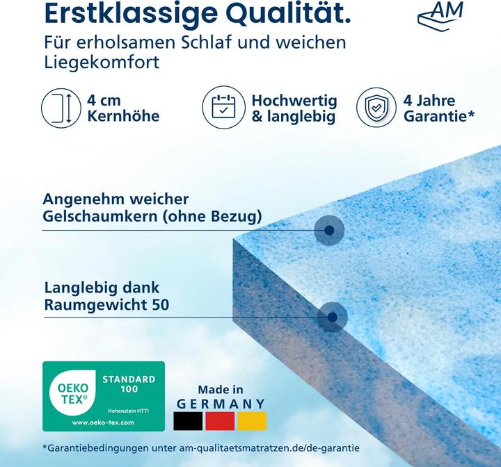 Image du produit AM Qualitätsmatratzen Gelschaum Topper, Gel Memory Foam ohne Bezug (160 x 200 cm)