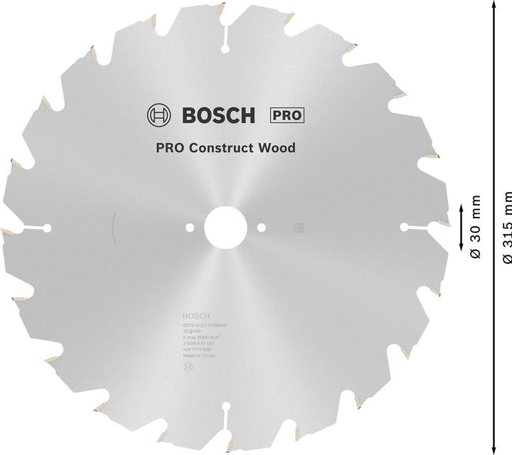 Produktbild Bosch Professional Zubehör PRO Construct Wood Kreissägeblatt, 315 x 3,2 x 30 mm