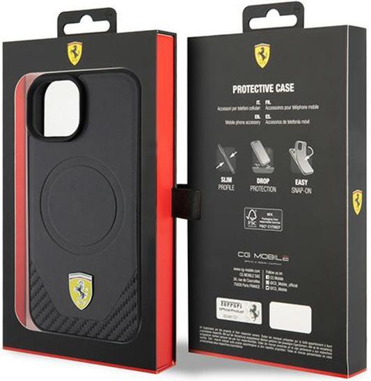 Produktbild Ferrari FEHMP15SPTEK iPhone 15 6.1" czarny/black hardcase Carbon Metal Logo MagSafe (Apple iPhone 13, Apple iPhone 14, Apple iPhone 15)