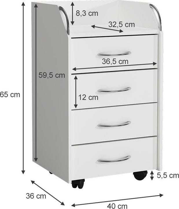 Produktbild Vicco Gwendolyn mit 4 Schubladen (40 x 36 x 65 cm)