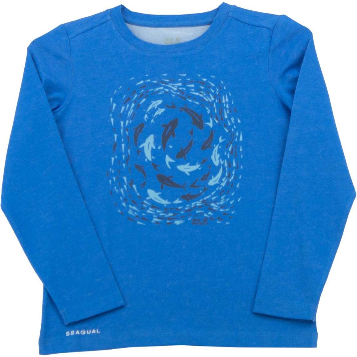 Jack Wolfskin, Herren, Shirt, Ocean Longsleeve Tee Langarm Shirt Kinder recycelt, Blau, (128)