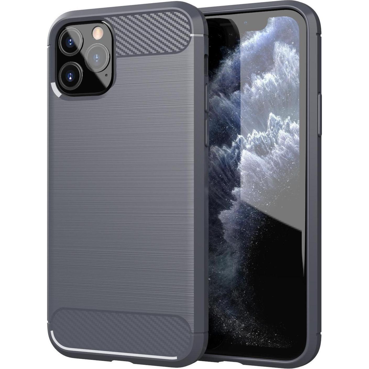 Cadorabo TPU Ultra Slim carbon edelstahl Kombi Cover (Apple iPhone 11 Pro Max), Smartphone Hülle, Grau